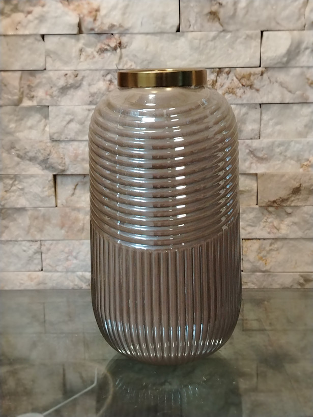 گلدان رومیزی شیشه ای پیچک نسکافه ای