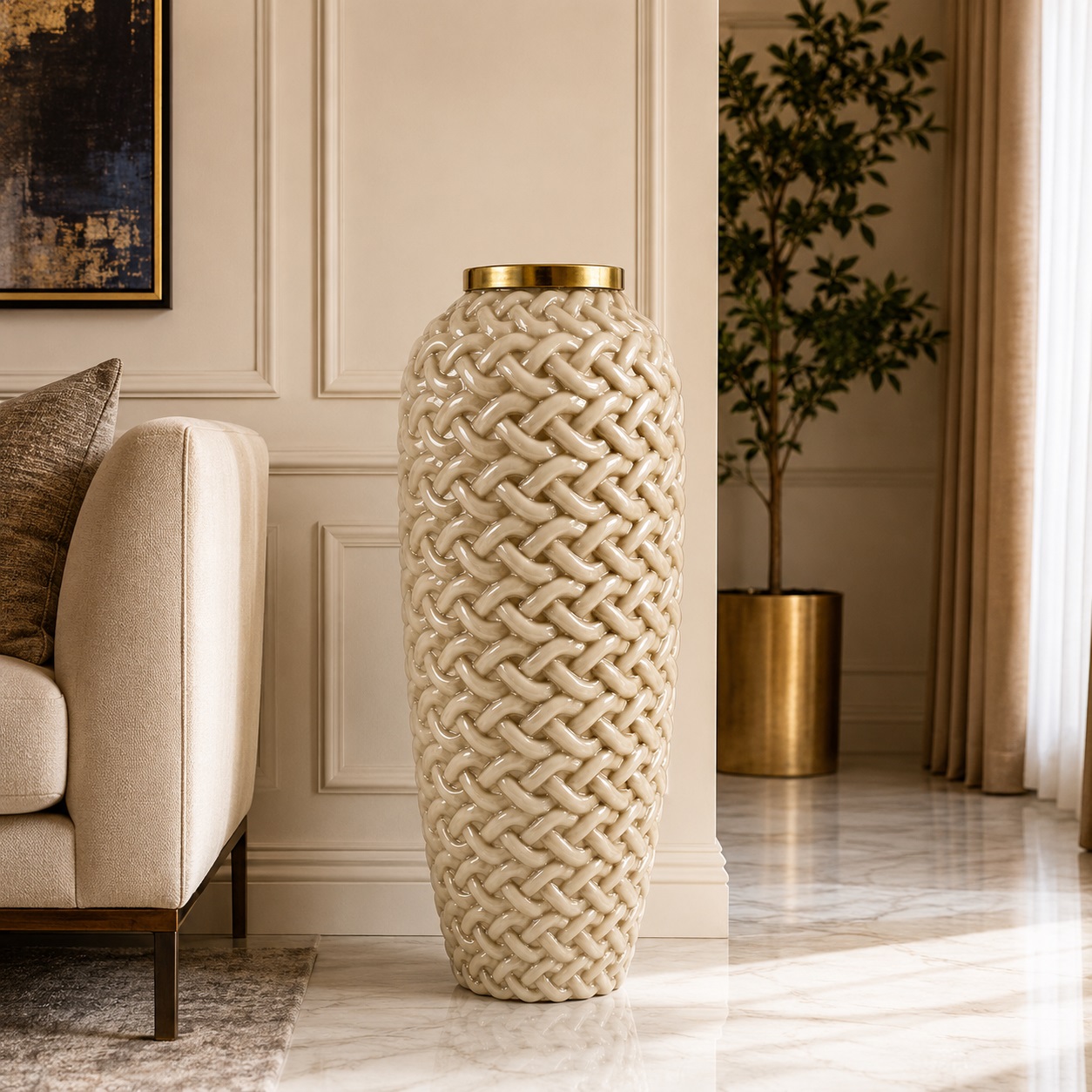 گلدان کنار سالنی شیشه ای رویال