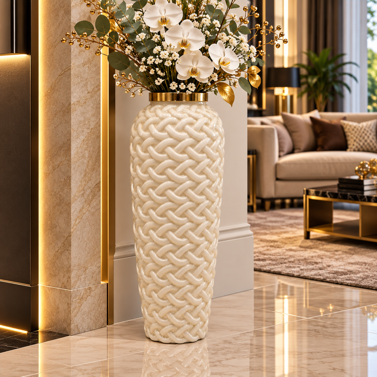 گلدان کنار سالنی شیشه ای رویال