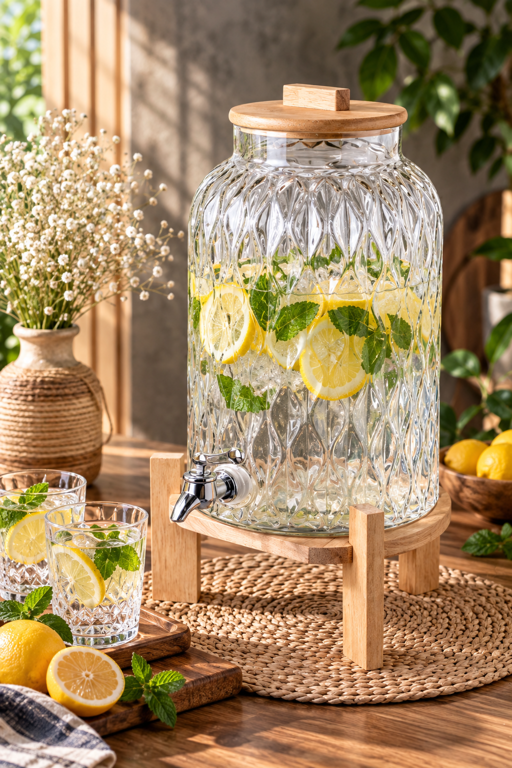 کلمن شیشه ای بزرگ 10 لیتری اورانوس چوبی رابر